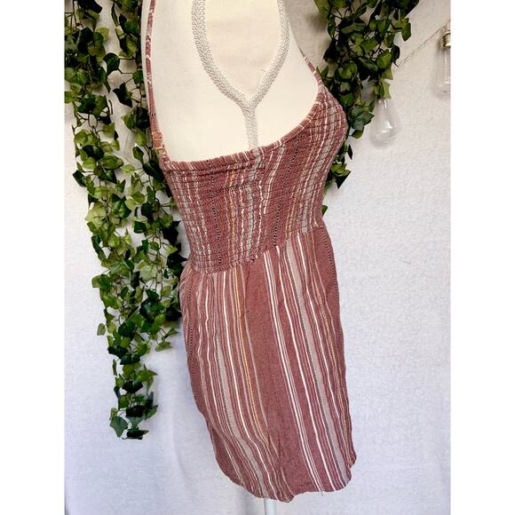 Angie Brown / Maroon With Multicolored Stripes 100% Cotton Boho Romper Sz Small - Picture 6 of 10